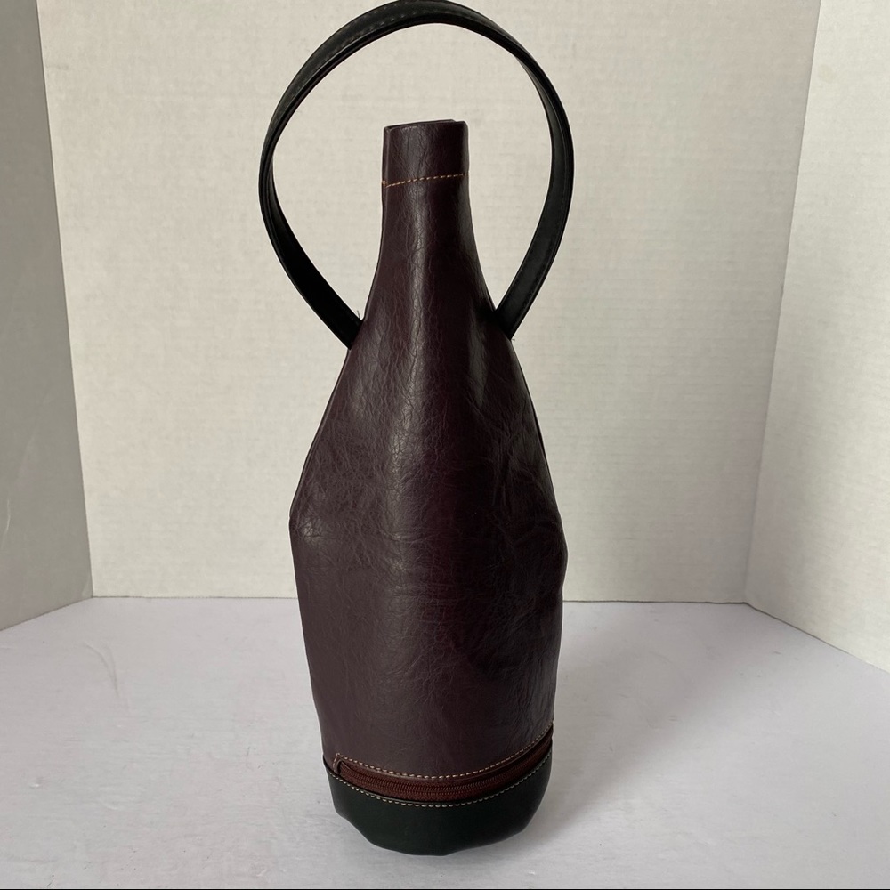 Elegant Leather Wine Holder - Burgundy and Black - Picture 2 of 5